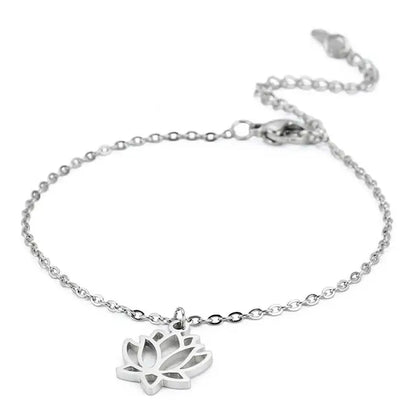 Bracelet de cheville Fleur de Lotus - Argent
