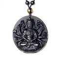 Collier Boudda Avalokiteśvara obsidien
