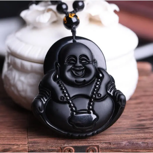 Collier Bouddha rieur Noir - Harmonie