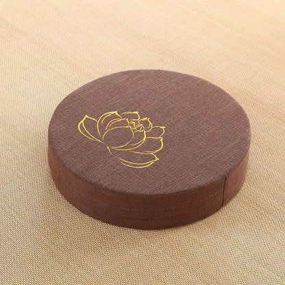 Coussin de méditation fleur de lotus dorée - Marron / 40X6