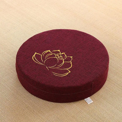 Coussin de méditation fleur de lotus dorée - Rouge Sang /