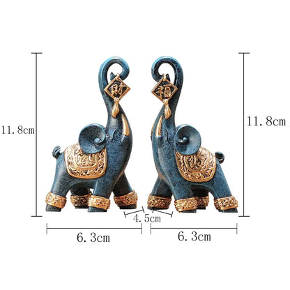 Double Statues Eléphant d’Asie - Bleu