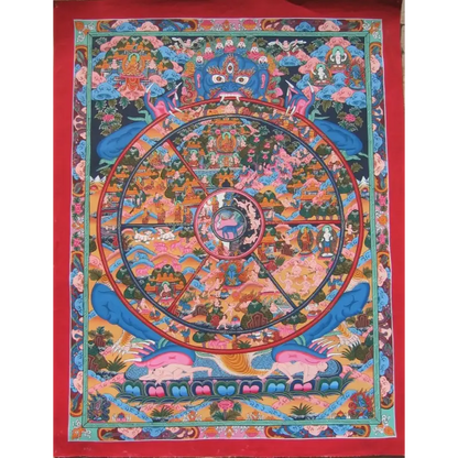 Grand tableau bouddhiste thangka format 90x135 cm sur toile canvas imperméable