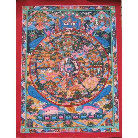 Grand tableau bouddhiste thangka format 90x135 cm sur toile canvas imperméable