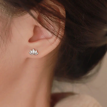Petite Boucles d’oreilles Fleur de Lotus - Argent