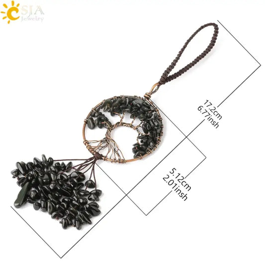 Porte clé Arbre de vie - Obsidienne