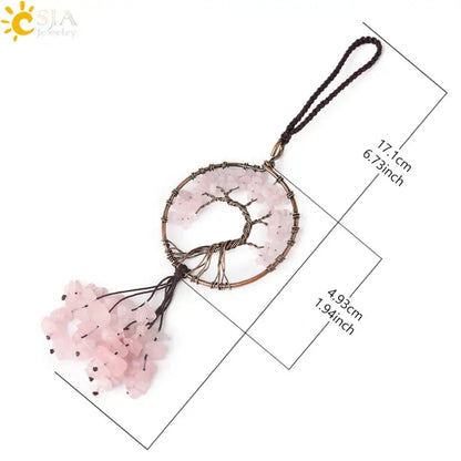 Porte clé Arbre de vie - Quartz rose