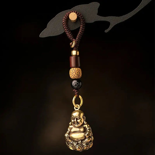 Porte-clés bouddha rieur - Avec corde