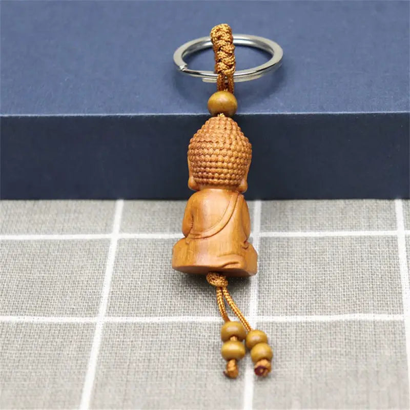 Porte-clés petit Bouddha en bois
