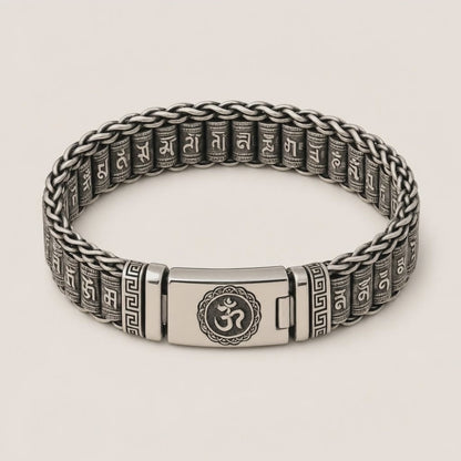 Bracelet Argent Mantra Bouddhiste : rotation 360