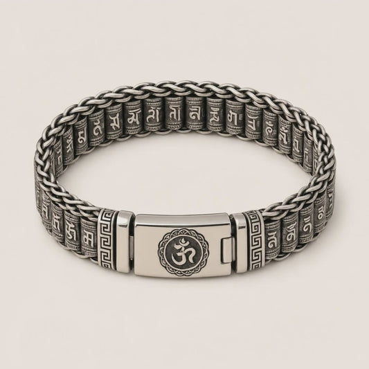 Bracelet Argent Mantra Bouddhiste : rotation 360