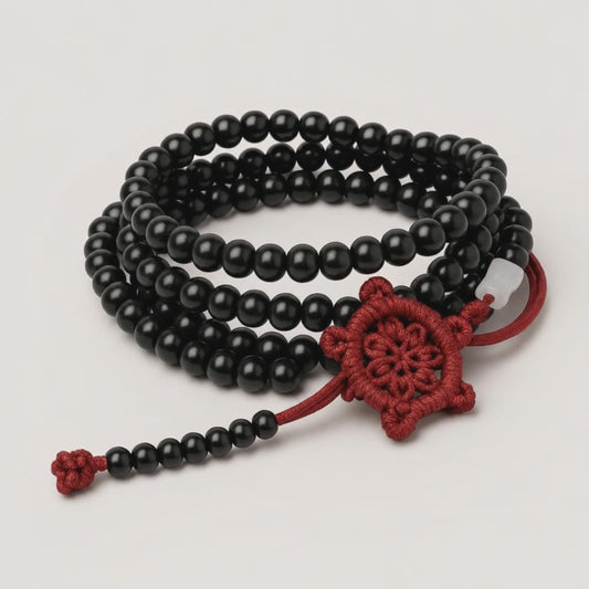 Mala Tibétain en bois de santal : rotation 360