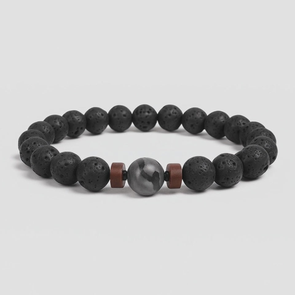 Bracelet en pierre de Lave : rotation 360