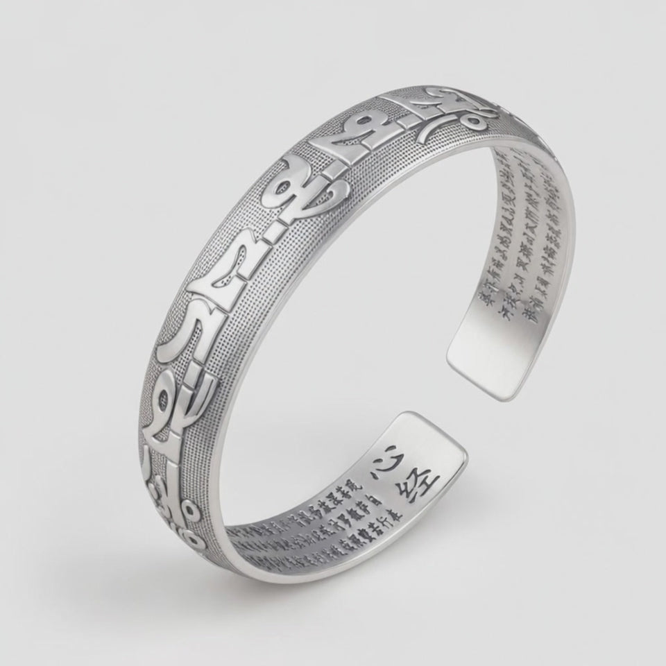 Bracelet Mantra Tibétain en Argent : rotation 360