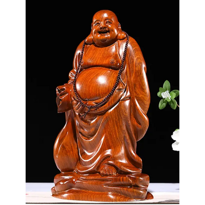 Statue Bouddha Rieur Maitreya Bois massif