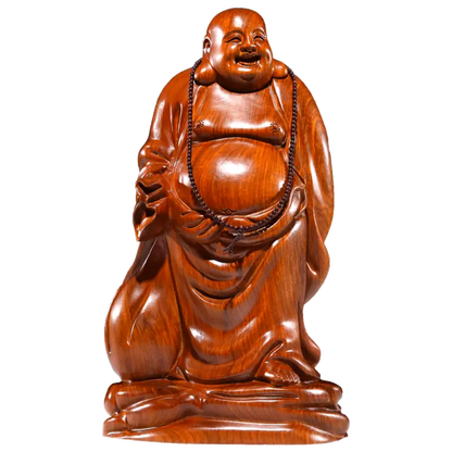 Statue Bouddha Rieur Maitreya Bois massif