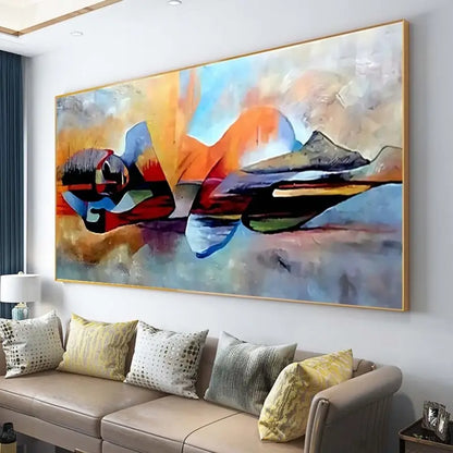 Tableau abstrait de Bouddha couché