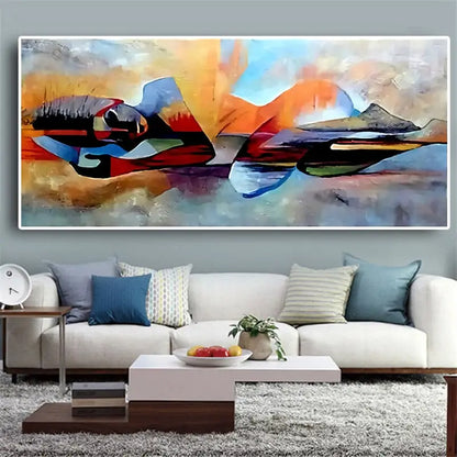 Tableau abstrait de Bouddha couché