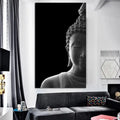 Tableau tête de bouddha noir et blanc
