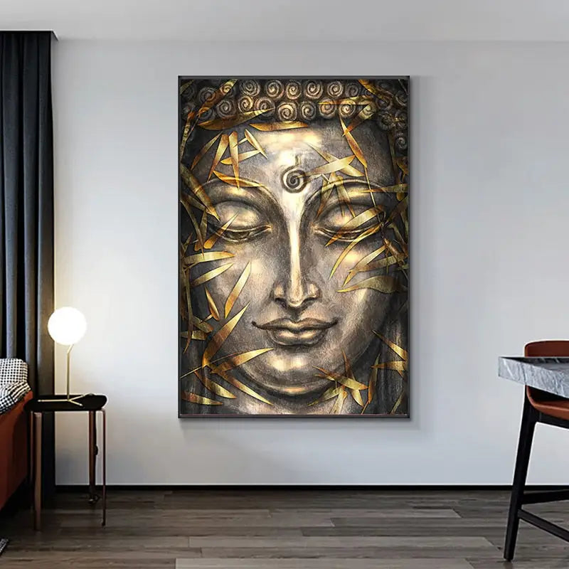 Tableau tête de bouddha Or
