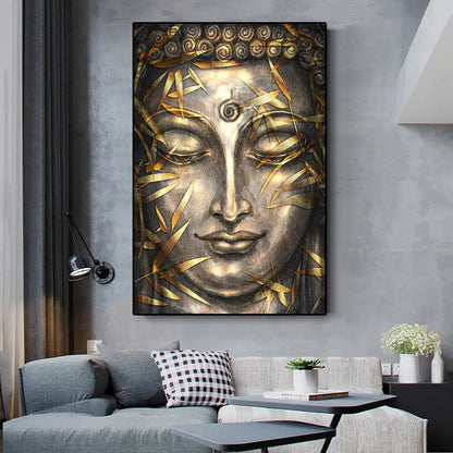 Tableau tête de bouddha Or