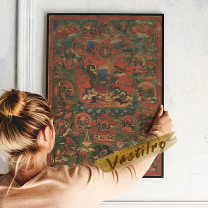 Toile Thangka bouddhiste format 30x40 cm, espace de méditation salon